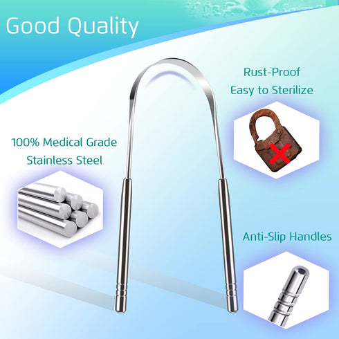 4PCS Tongue Scraper, Stainless Steel Tongue Cleaners, 100% BPA Free Fresher Tongue Tools, Healthy Oral Hygiene Brushes, Medical Grade Reusable Sta...