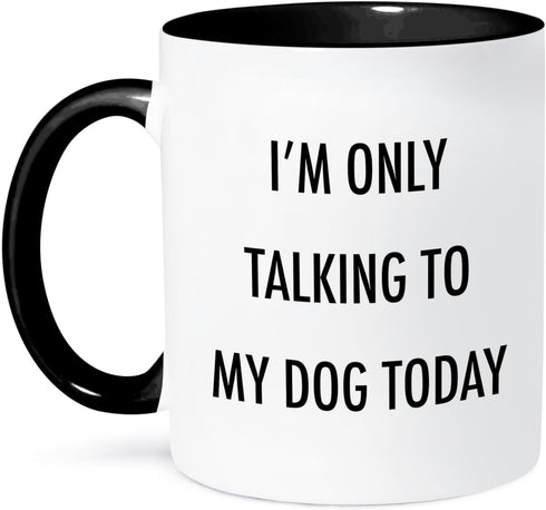 3dRose "I'm only Talking To My Dog Today" Mug, Black, 11 oz...