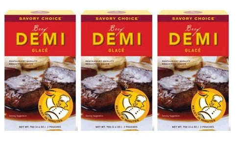 Savory Choice Beef Demi Glace Reduction Sauce Packet 75gr (pack of 3)...