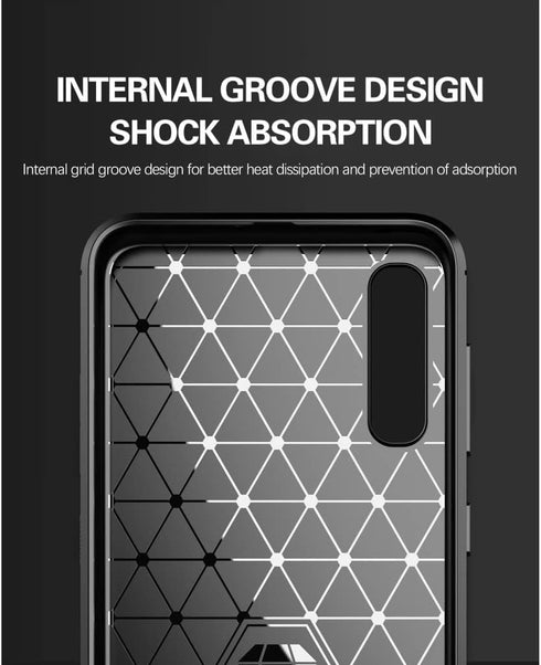 Compatible with Samsung Galaxy A50 Carbon Fiber Soft TPU Brushed Line Basic Phone Back Case Cover (Black)...