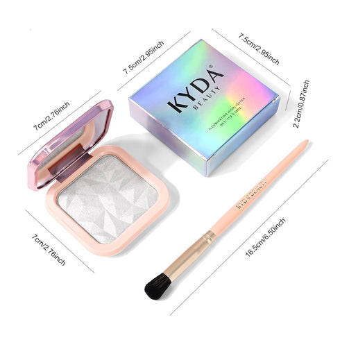 KYDA Face Highlighter Palette, High Glossy Face Illuminator Palette, Natural Glow Finish, Pearl Shimmer Smooth Baked Powder, Lasting Sparkling Hig...