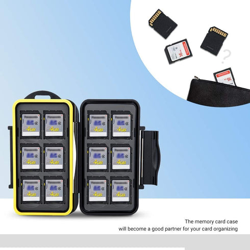 12 Slots SD Card Case Holder, SD Card Holder SD Card Organizer SD Card Storage Water-Resistant Anti-Shock SD/SDHC/SDXC Card Holder Storage with Ca...