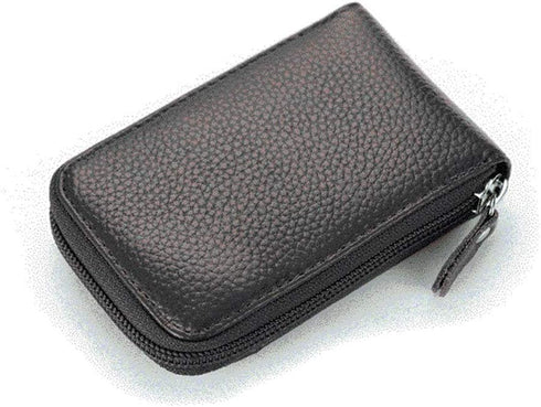 BAKUN Premium Leather Slim Zipper Business/Credit Card Wallet Case Holder with Clear Photo Slot, Security Travel Wallet(Black)...