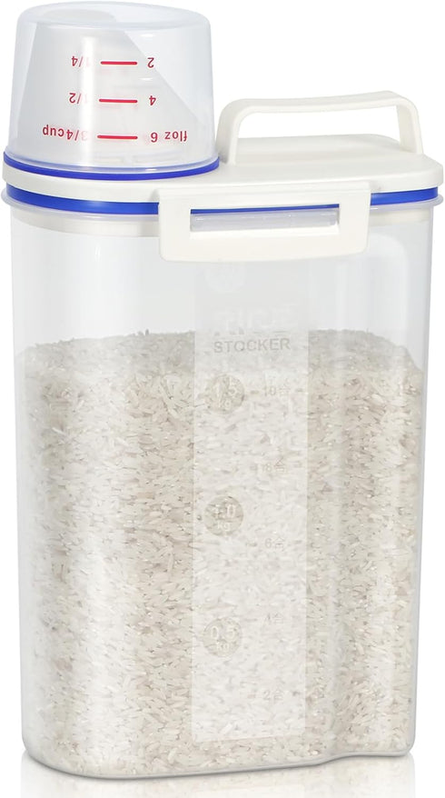 TBMax Rice Container 4 Lbs / 2 Kg Rice Dispenser with Measuring Cup, BPA-Free Plastic Kitchen Pantry Food Storage Holder for Oatmeal Flour Grain, ...