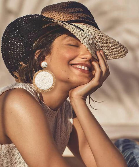 Rattan Earrings Boho Summer Beach Raffia Earrings for Women Handmade Rattan Ball Disc Dangle Drop Earrings Vacation Accessory Gifts...