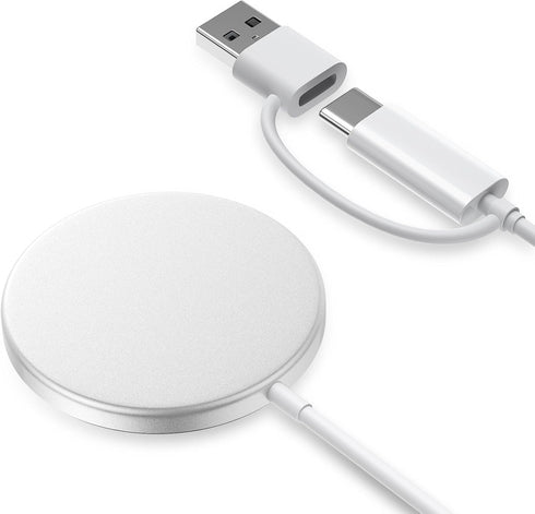 Meifigno Magnetic Wireless Charger with 5ft Dual Charging Port Cable, 15W Max Fast Mag Safe Charging Pad for iPhone 15 14 13 12 Pro Max Plus Mini,...