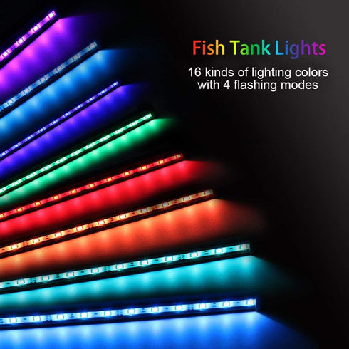 MQ 8 in Submersible LED Aquarium Light, 1.2W Color Changing Fish Tank Light with Remote Control, IP68 Crystal Glass 9 LEDs Lights Bar, for Fish Ta...