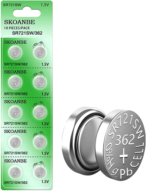 SKOANBE SR721SW 362/361/162 1.5V Button Coin Cell Watch Battery-10 Packs...