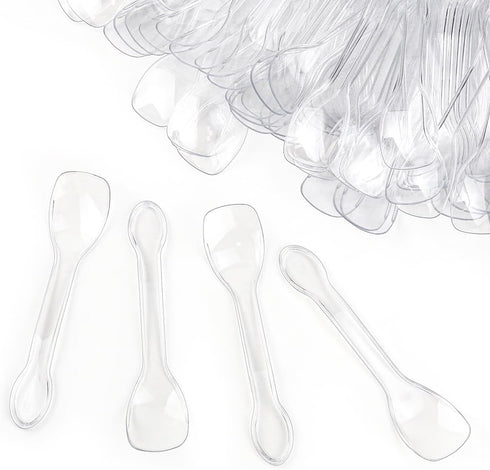 100PCS Tasting Spoons Ice Cream Dessert Taster Spoons Plastic Mini Spoons Disposable Dessert Spoons for Miniature Dessert Cups, Sampling, Small Ca...