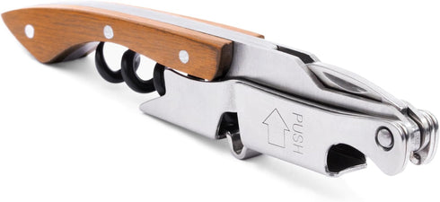 Pocket Prestige Waiters Corkscrew By Coutale Sommelier - Naturalwood - French Patented Spring-Loaded Double Lever Wine Bottle Opener for Bartender...