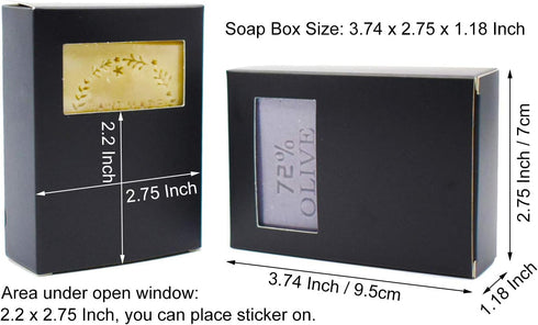 25pcs Black Soap Packaging Boxes for Homemade Soap, Kraft Paper Soap Boxes with Rectangle Open Window...