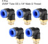 uxcell Push to Connect Tube Fitting Male Elbow 10mm Tube OD x G1/4 Thread Pneumatic Air Push Fit Lock Fitting Blue 5pcs...