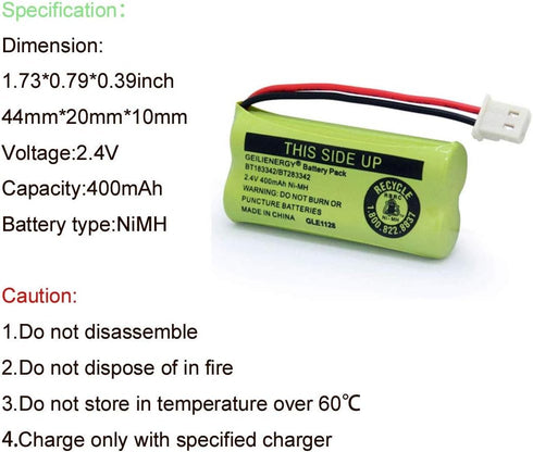 GEILIENERGY BT183342 BT283342 BT166342 BT266342 BT162342 BT262342 Battery Compatible with CS6114 CS6419 CS6719 AT&T EL52300 CL80112 CS6719-2 Cordl...