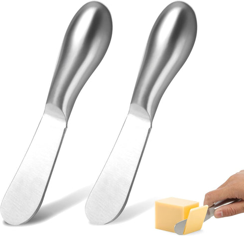 2 Pcs Butter Knife Little Cheese Spreader Knives Stainless Steel Spreader Knife Set Cocktail Knives for Condiments Cheese Charcuterie Board Jam Pa...