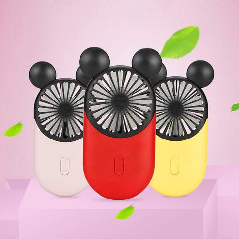 Cute Personal Mini Fan, Handheld & Portable USB Rechargeable Fan with Beautiful LED Light, 3 Adjustable Speeds, Portable Holder, for Indoor Or Out...