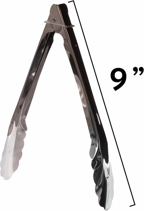 Stainless Steel Serving Tongs, 6-Pack - 9-Inch Serveware Utility Set with Rings - Kitchen Gadgets & Self Serve Accessories - Cooking, Grilling, Ca...