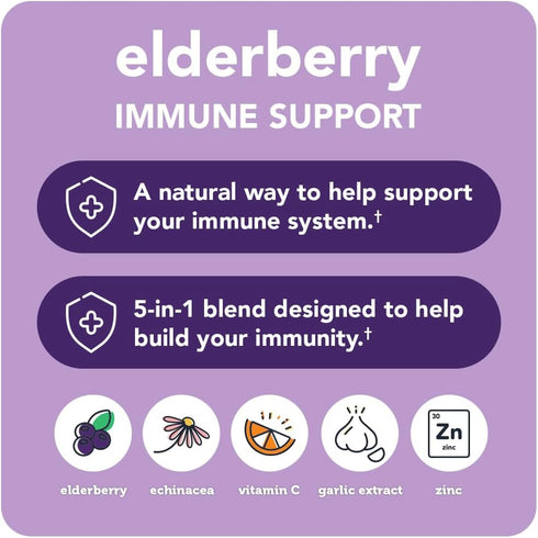 Vitamin Bounty Elderberry Organic Elderberry Capsules for Adults - Elderberry Vitamin C and Zinc Supplement, & Echinacea, Immune System Support, A...