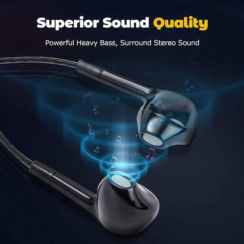Earbuds Headphones with Microphone Pack of 5, Noise Isolating Wired Earbuds, Earphones with Powerful Heavy Bass Stereo, Compatible with Android, P...