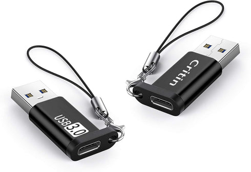 USB C Female to USB 3.0 Male 2-Pack, USB to USB C Adapter, 5G BPS Data sync Adapter with Lanyard, Suitable for Mobile Phones/laptops/Cars/Power Ba...