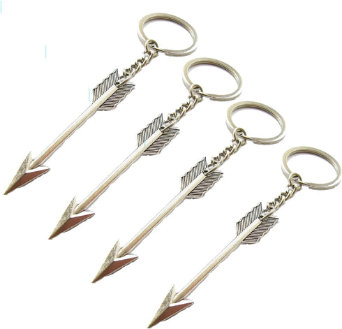 4Pcs Silver Bow and Arrow Key chain Arrow Keyring Boho Keychain Archer Gift Crossbow Bow Jewelry Archery Beading and Jewelry Findings Men's Keyrin...