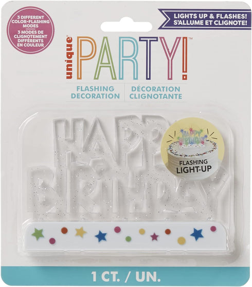 Dazzling Flashing Happy Birthday Cake Decoration - 3.25" x 4.75" (1 Count) - Perfect Celebration Centerpiece...