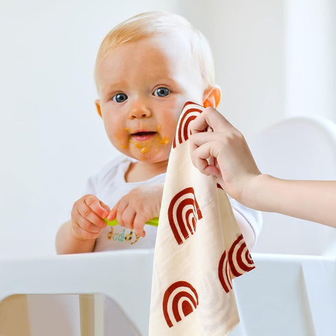 LifeTree Baby Muslin Washcloths, Soft 6 Pack Baby Wash Cloths Unisex for Boys Girls, 70% Viscose from Bamboo and 30% Cotton Bath Face Towels, Bibs...