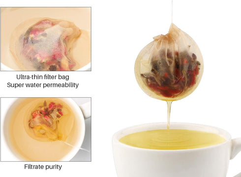 Tea Filter Bags, 300pcs Disposable Empty Tea Bags Tea Infuser Drawstring Teabags Safe Natural Material Tea Bags for Loose Leaf Herbs Teas (Round S...