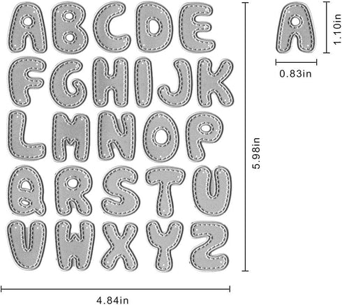 Metal Dotted Line Capital 26 Alphabet Cutting Dies, Spelling Letters Die Cuts for Card Making Stencil Embossing Tool Scrapbooking DIY Etched Craft...