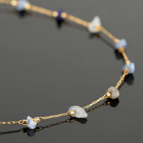 YOUBEIYEE Gold Plated Chain for Jewelry Making Blue Natural Stone Bead Chain Women Necklace Bracelet DIY Stainless Steel Jewelry Supplies...