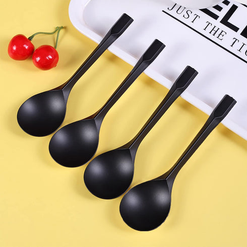 Plastic Dessert Spoons,Disposable Soup Spoons,Heavy Duty Black Spoons for Party Office Restaurants Events Utensils,5.5 x 1.57 Inch,Black,100 Piece...