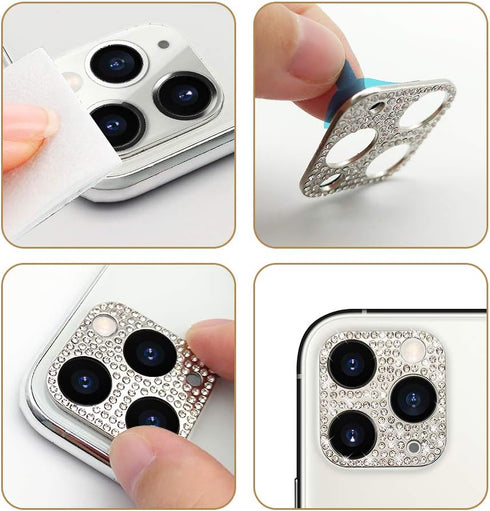Omorro for iPhone 12 Pro Max Bling Lens Protector, Camera Cover 3D Glitter Crystal Diamond Rhinestone Shining Dots Metal Protective Decoration Sti...