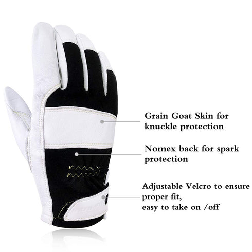 TIG Welding Gloves, Premium Grain Goatskin, Spark-Resistant Nomex Back, 1 Pair...