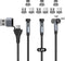N. NETDOT Magnetic Charging Cable,6in1 Gen12 (6.6ft/3 Pack Black) 18W Fast Charging Magnetic Phone Charger,USB-A and USB-C Magnetic Charger for US...