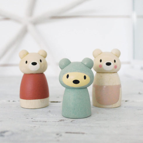 Tender Leaf Toys - Bear Tales - Wooden Dollhouse Add-on Dolls Playset, Figures of 3 Pcs Bear Family for Children - Inspires Endless Imaginative Pl...