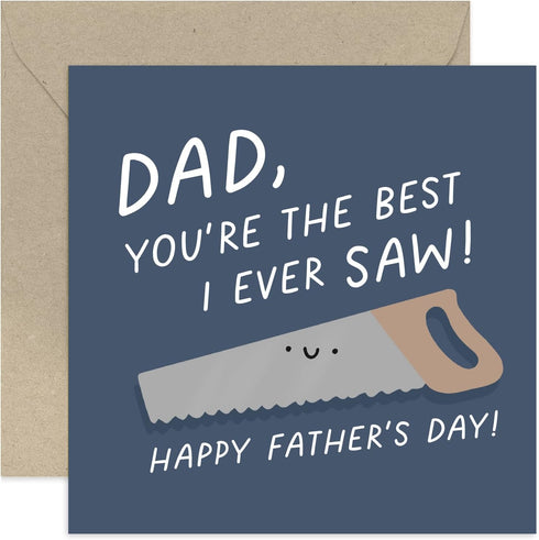 Old English Co. Funny Card for Dad Birthday - 'Best I Ever Saw' Pun Birthday Card for Him - Male Birthday Card for Men - DIY Home Improvement Card...