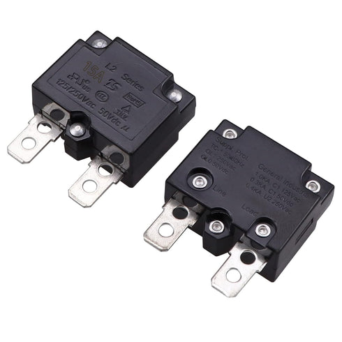 2Pcs Thermal Circuit Breaker 15Amp Thermal Overload Protector L2 Series 125-250V AC 50V DC Automatic Reset Relay Fuse Thermal Switch Circuit Break...