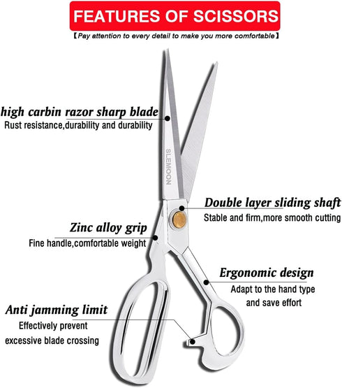 10" Sewing Scissors,Heavy Duty Tailor Scissors Shears for Fabric,Leather,Raw Materials,Dressingmaking,Altering-Professional Upholstery Shears for ...