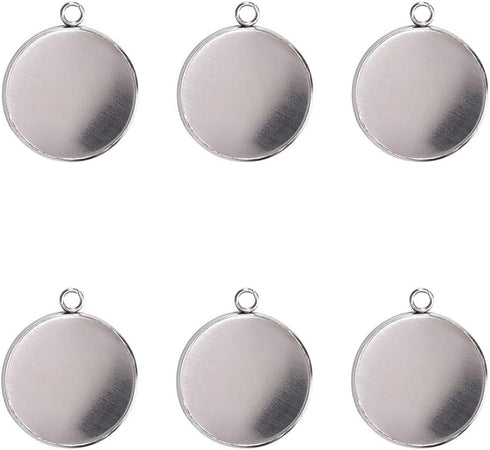 20pcs Stainless Steel Pendant Trays for Jewelry Making Finding Round Bezel 30x30mm...