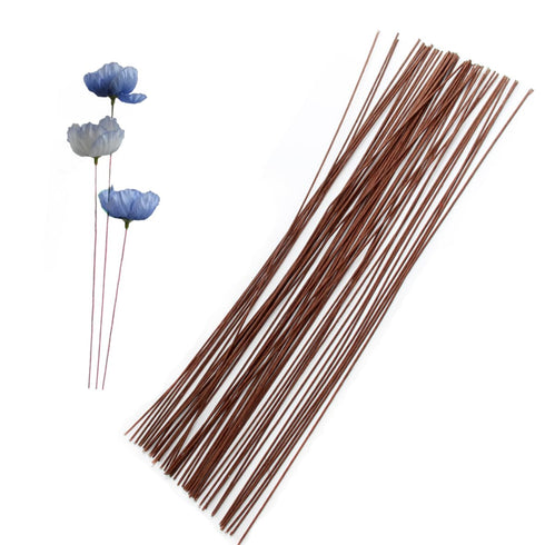 Floral Wire Stems, 18 Gauge Flower Stem Wire 16 inch Paper Wrapped Wire for Flower Arrangements DIY, Bouquent Stem Wrapping and Crafts (Brown)...