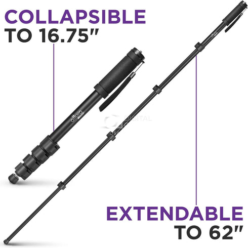 Altura Photo 62-Inch Camera Monopod - Heavy Duty Monopod for Canon, Nikon, & Sony Mirrorless & DSLR Cameras - Steady Photography Monopod - Lightwe...