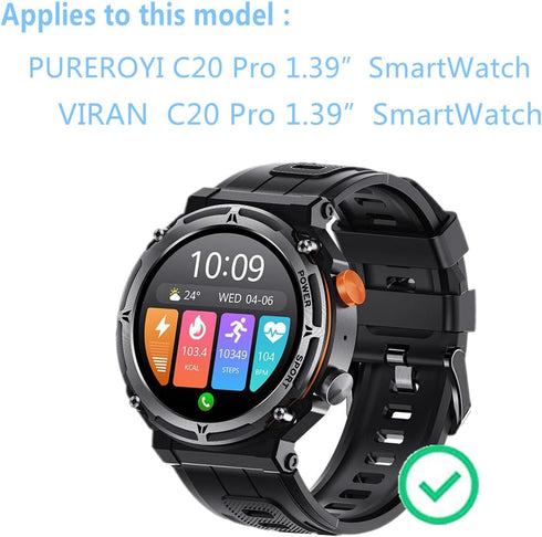 Compatible for PUREROYI Military Smart Watch Screen Protector (3 Pack) 9H Tempered Glass Film Compatible for OTOSAGOW/VIRAN 1.39” C21 PRO Smart Wa...