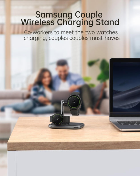 Dual Watch Charger Stand for Samsung Watch 7/6, Foldable 2 in 1 Watch Charging Station for Samsung Watch Series, Wireless Charger Dock Compatible ...