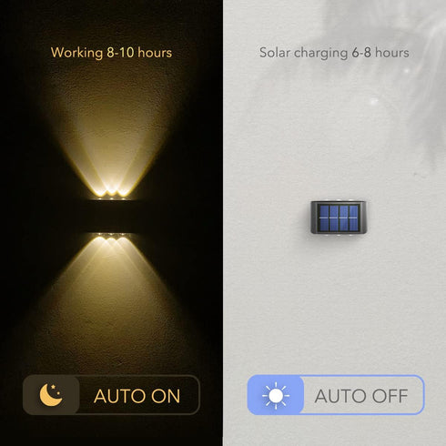 Solar Fence Lights Outdoor Wall Lights Solar Powered LED Sconce Waterproof Up and Down LED Lighting for House Deck Steps Patio Landscape Garage Ba...