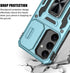 for Samsung Galaxy S24 Case, Shockproof Phone Case with Sliding Camera Cover & Rotatable Ring Holder Kickstand + Tempered Glass Screen Protector f...