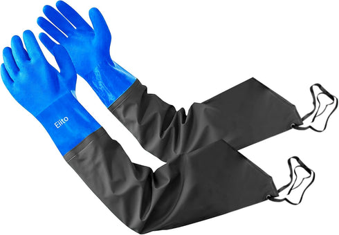 Drain cleaning gloves,Pond Gloves,Long Rubber gloves,Waterproof Gloves elbow length rubber gloves- 27 Inch Insulated Waterproof Gloves...