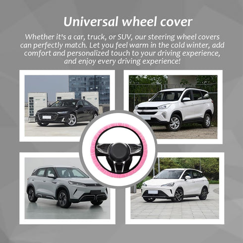 Car Steering Wheel Cover, 15" Breathable Anti-Slip Elastic Stretch Without Inner Ring, Short Faux Steering Wheel Protector, Universal Car Interior...