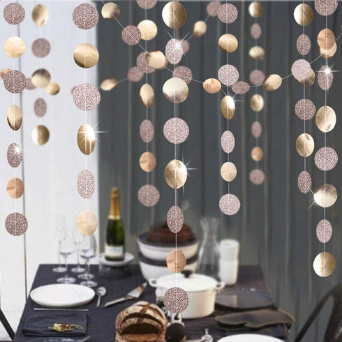 Decor365 Champagne Gold Birthday Decorations Glitter Gold Party Garland Decorations Circle Streamers Banner Backdrop Christmas New Year Eve NYE An...