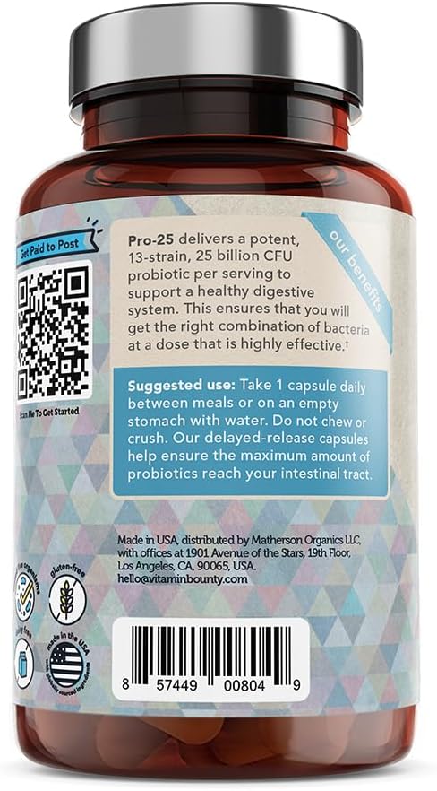 Vitamin Bounty Pro-Daily Probiotic - Supports Digestive Health, Immune System Boost, Gut Balance, and Relieves Bloating - 60 Delayed-Release Capsu...