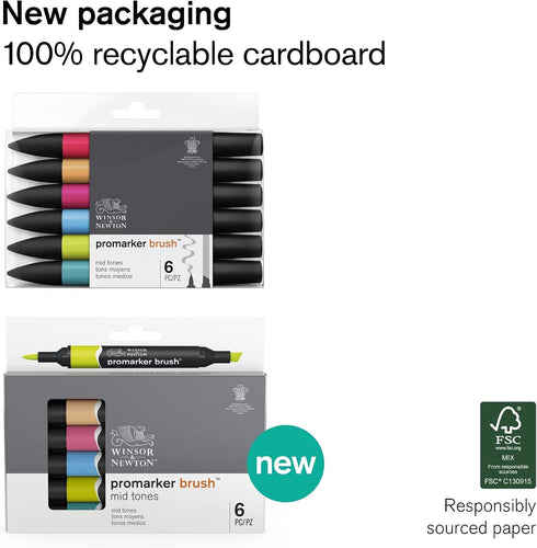 Winsor & Newton ProMarker Brush Set, 6 Count, Skin Tones...