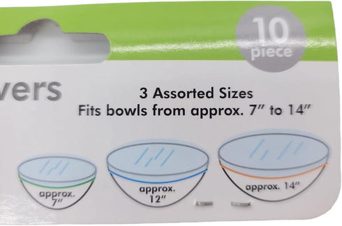 10-Piece Reusable Fitted Elastic Food Bowl Cover Set - Includes 3 Sizes Fitting From 7" to 14" Bowls (1 Set)...